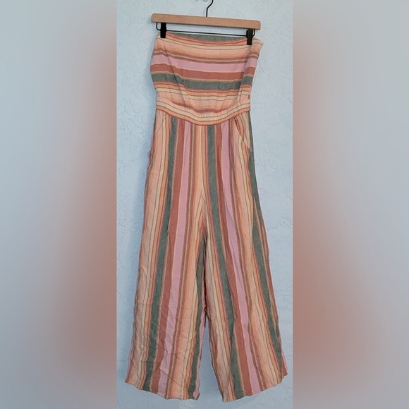 American Eagle Outfitters Wide Leg Pink and Orange Striped Jumpsuit - Picture 1 of 10